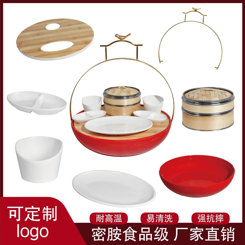 Imitation Porcelain Beijing Roast Duck Basket Tableware Milling Duck Set Plate Chinese Dim Sum Box Milling Tableware
