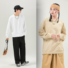 纯色长袖潮牌秋季宽松团队圆领卫衣大牌同款打底衫印字logo