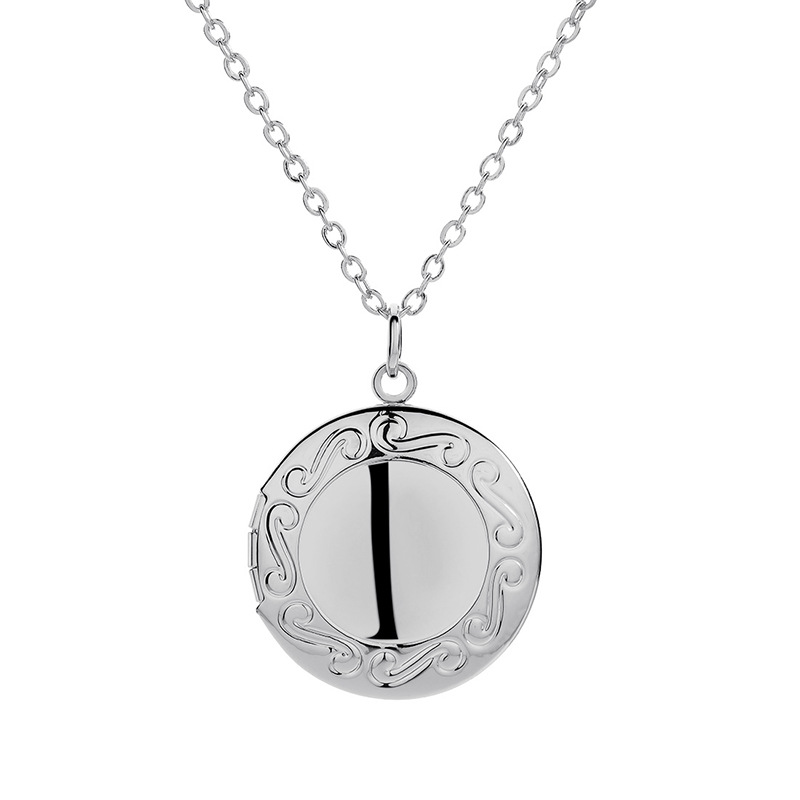 Plating Design Titanium Steel Copper 18K Gold Plated White Gold Plated Plating Round Locket Necklace
