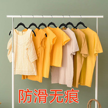 工厂热销防滑无痕跨境女装植绒衣架塑料衣架挂钩可旋转植绒衣服撑