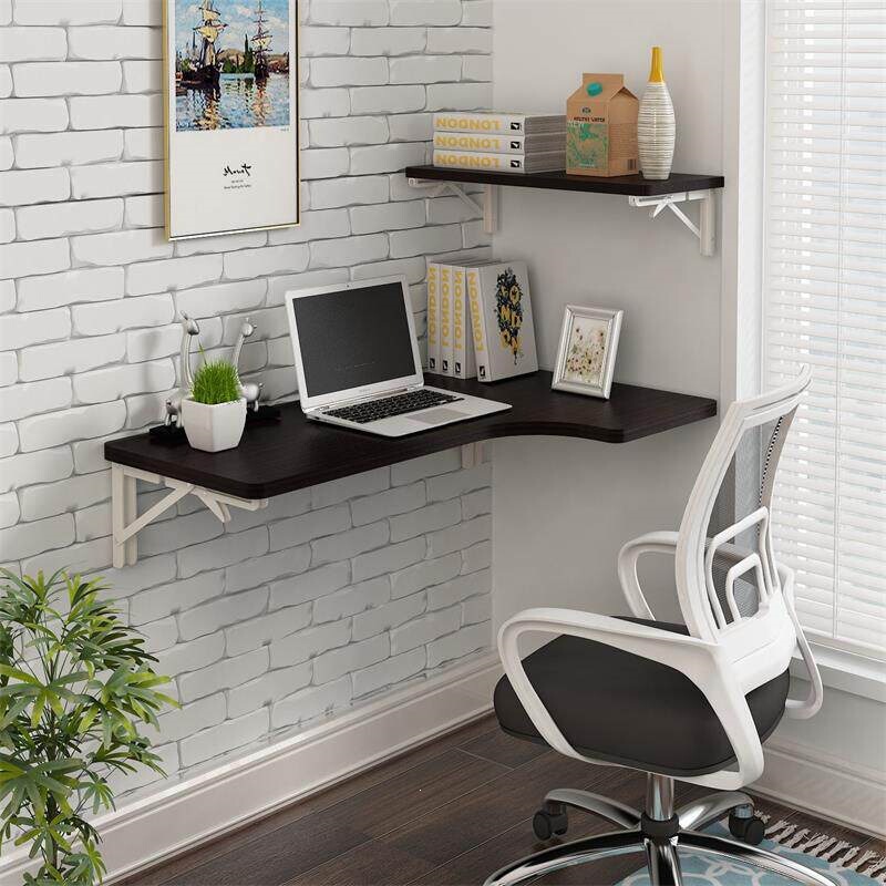 Simple Folding Table, Computer Desk, Wall-Mounted Corner Desk, L-Shaped Wall-Mounted Study Desk for Small Apartments