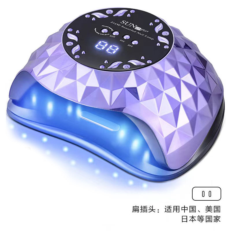 Lámpara de uñas de alta potencia Amazon de 216W, lámpara de fototerapia para uñas, secado rápido, lámpara de curado de gel para uñas de salón, lámpara de curado de esmalte de uñas, transfronteriza