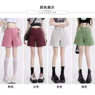 加俊 牛仔短裤女时尚复古夏季新款高腰显瘦遮肉阔腿裤高腰显瘦