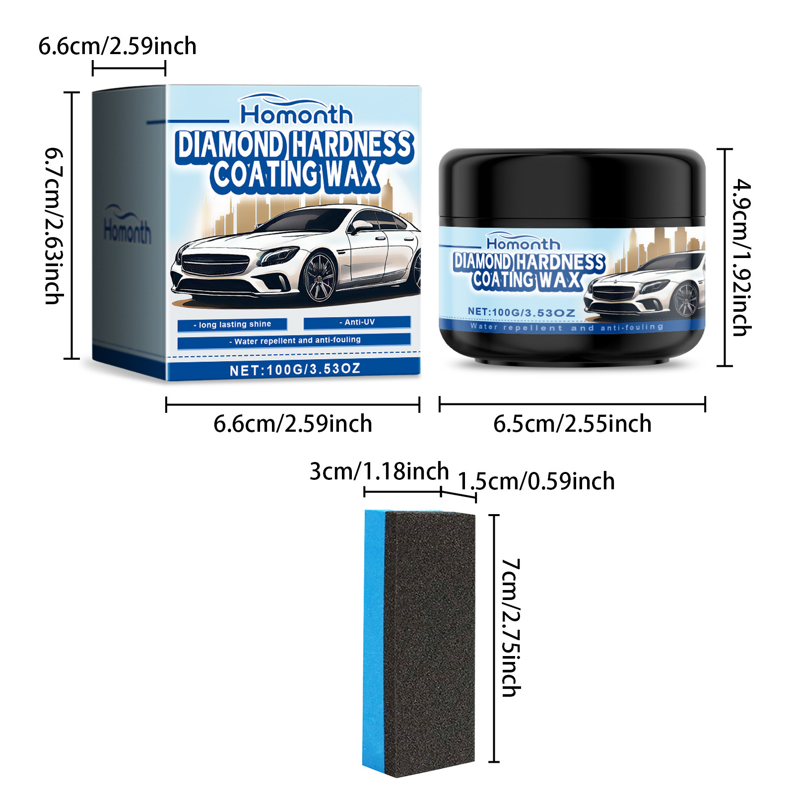 Homonth Car Polishing Wax Cleaning and Decontamination Car Paint Repair Scratch Polishing Renovation Maintenance Coating Wax