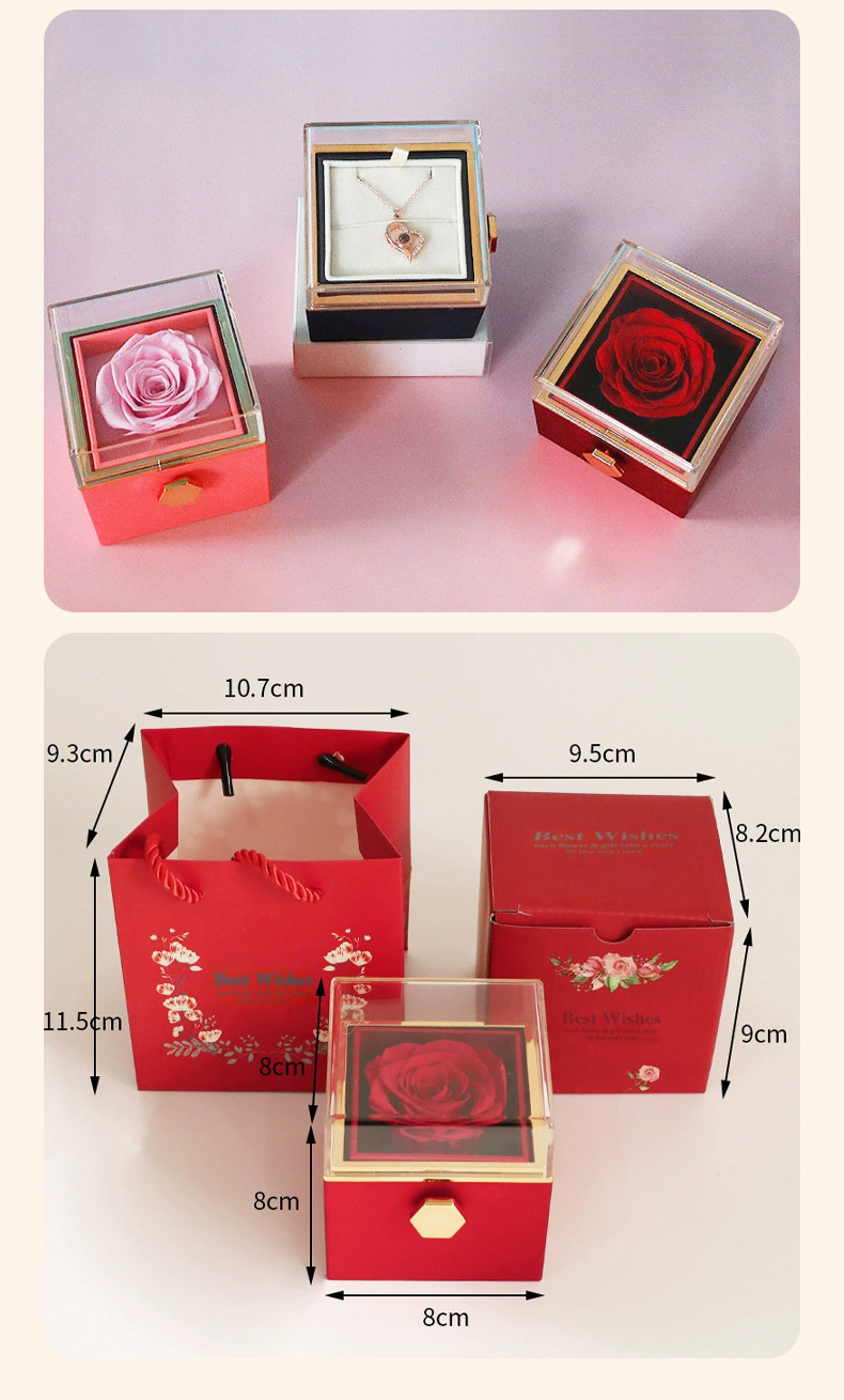 Festtagsgeschenke, Weihnachtsgeschenk, Muttertagsgeschenk, Schmuckkästchen „Ewige Rose“, Wendbare Ringbox, Weihnachtsgeschenk für Mädchen, Halsketten-Geschenkbox_voghion.com