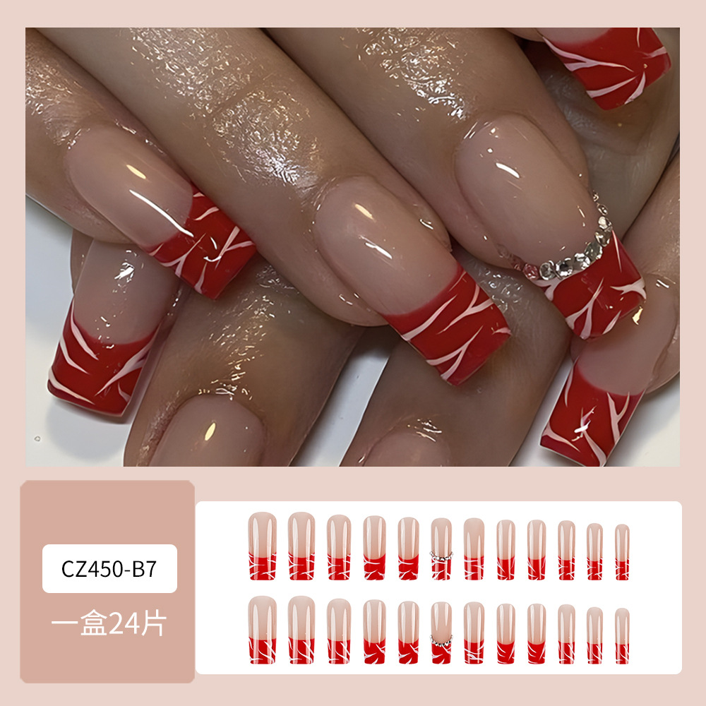 Pieza de uñas de desgaste súper largo diamante transfronterizo uña falsa pieza europea y americana pieza de uñas Comercio exterior parche de uñas prensa en las uñas