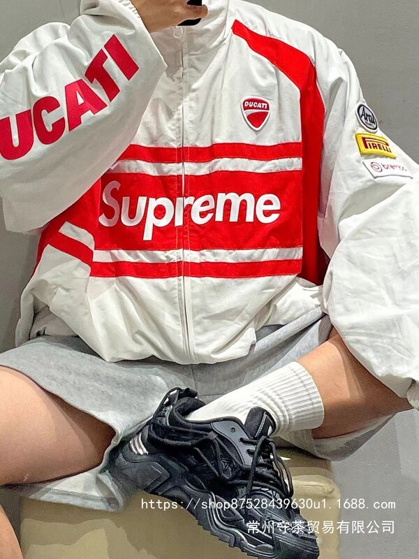 Suprem Ducati Co-Branded Embroidered Printed Loose Jacket Wasteland Style Ins Small Wholesale