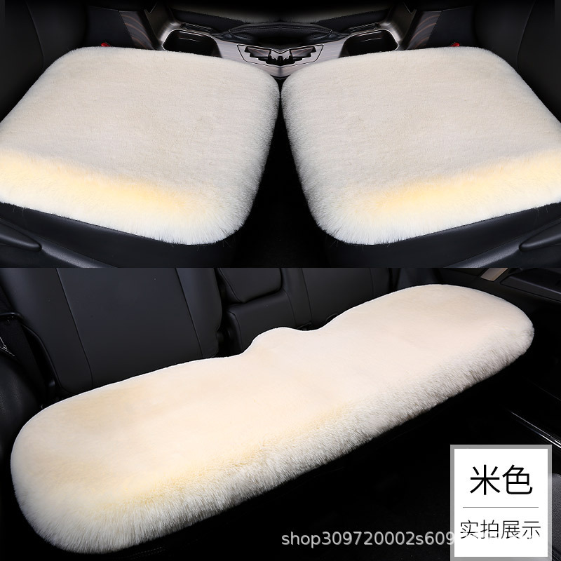 車のクッション冬のぬいぐるみ冬の保温と厚いぬいぐるみ背もたれのない3点セットの滑り止めシートカバーのシングルスペーサー|undefined