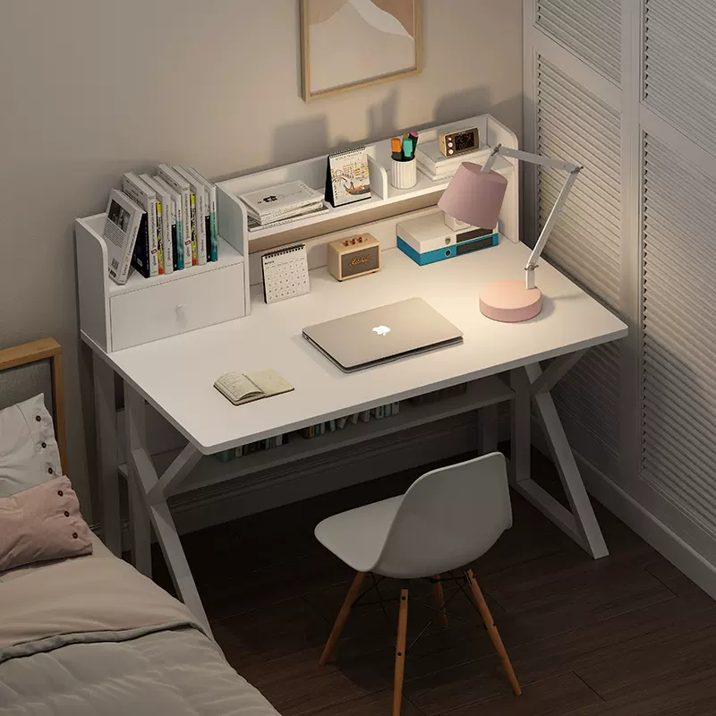 书桌书架一体学生家用写字桌简约卧室学习桌子简易办公台式电脑桌