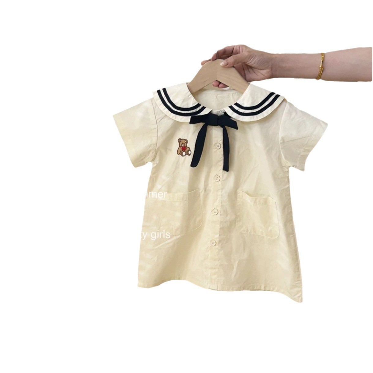 Vestido de manga corta estilo universitario de estilo marino para niñas estilo verano bebé rendimiento de jardín de infantes uniforme escolar uniforme de jardín falda de princesa