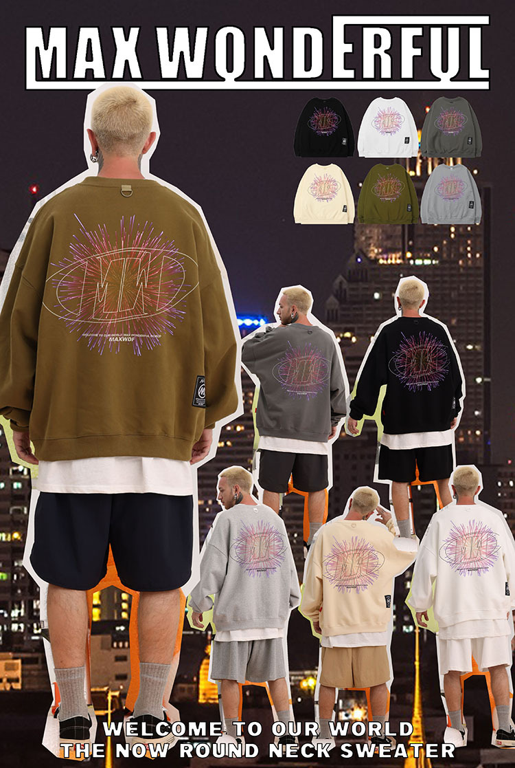 Men's Clothing round neck pullover sweatshirt original Dongshankou design couple style heavyweight high street Japanese style_voghion.com