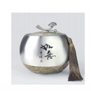 珐琅彩如意锡罐纯锡茶叶罐蛇年商务礼品印刷