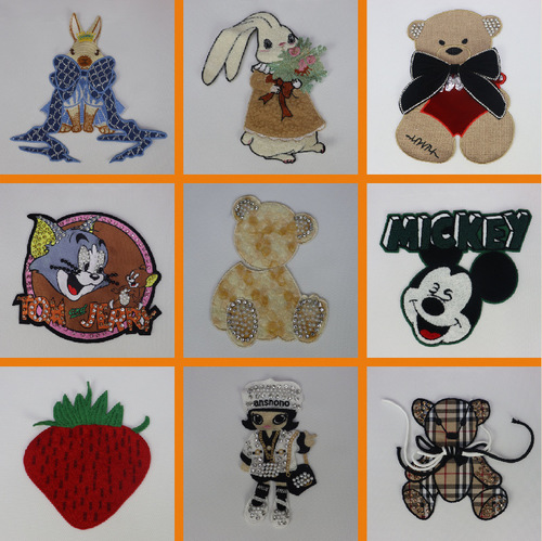 Cartoon bear embroidery cloth stickers can be sewn with diamonds and wear-resistant clothing appliques decorative patches with adhesive backing to patch holes