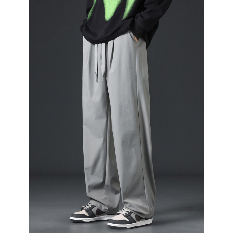 Pantalones Anchos Rectos para Hombre de Poliéster Estilo Retro Casual image 1