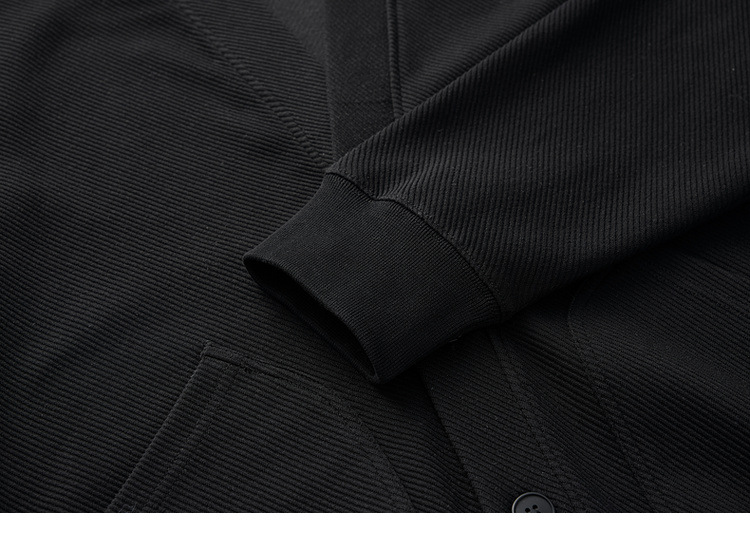 Áo khoác cardigan nam vải tuýt phối sọc tương phản kiểu mới — Màu đen chi tiết 34