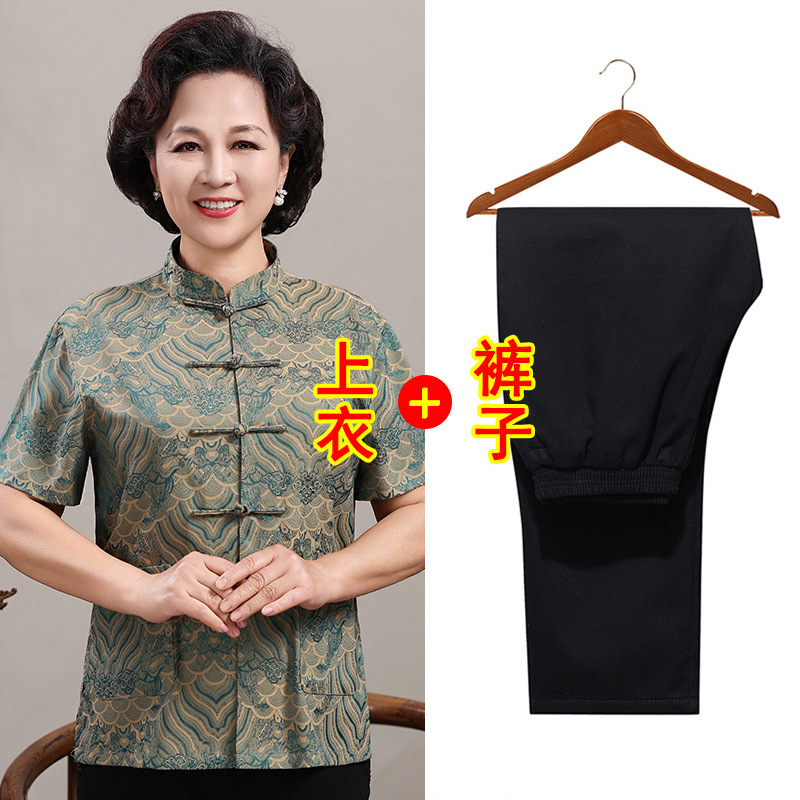 中高年親向けシルク唐服、カップル着用、高齢者誕生日、お父さん結婚式宴会ドレス、祖父母夏スーツ|undefined