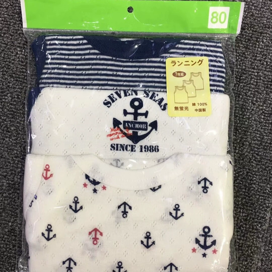 Одна упаковка из 3 штук по цене японского Songyou Xisongwu Navy's Eye Cotton Polying Workers Workers Workers Workers Workers Workers, водопоглощающий детский жилет