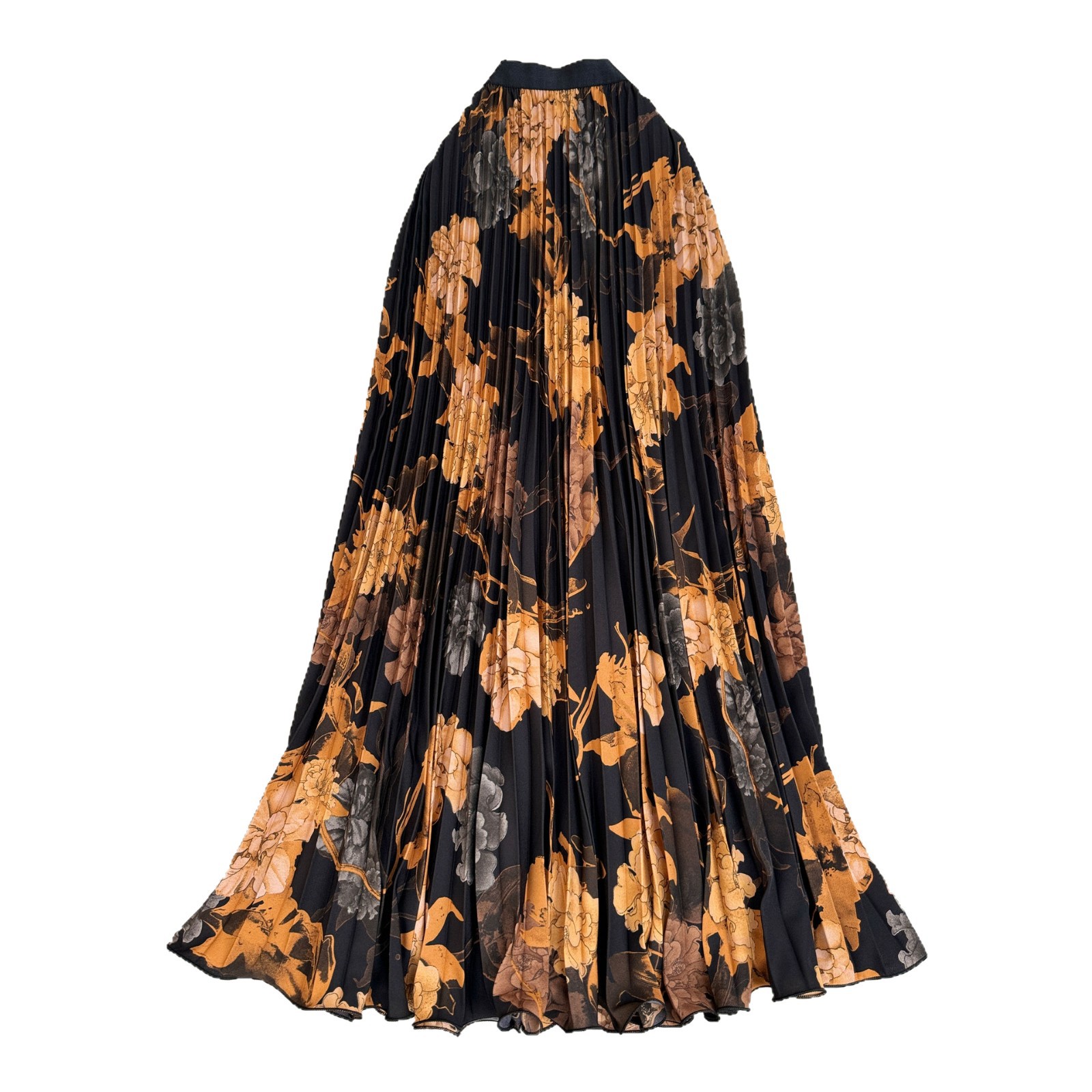 High End Retro Printed Midi Skirt for Women Classic Versatile Sophisticated Pleated A-Line Long Skirt from Europe America South Africa_voghion.com