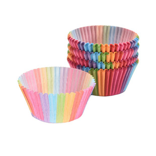 Pvc Barrel Rainbow Cake Cup Baking Muffin Cake Chocolate Glutinous Rice Paper Tray Packaging about 100 Pieces