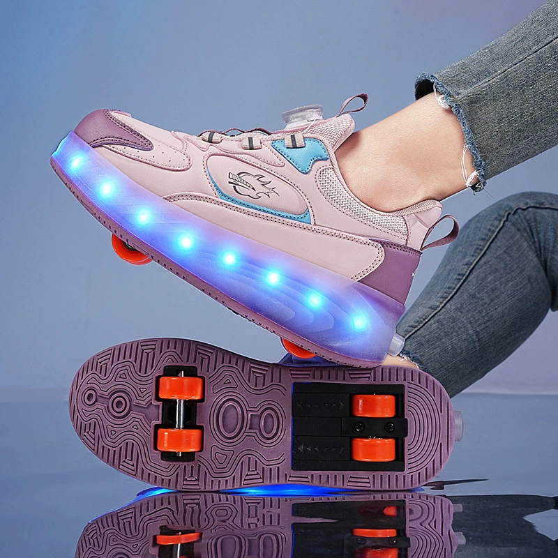 Fire Le Fruit Shoes Невидимые роликобежные коньки Четырехколесные колеса Обувь с шнуром Колеса Студенческие шкивы