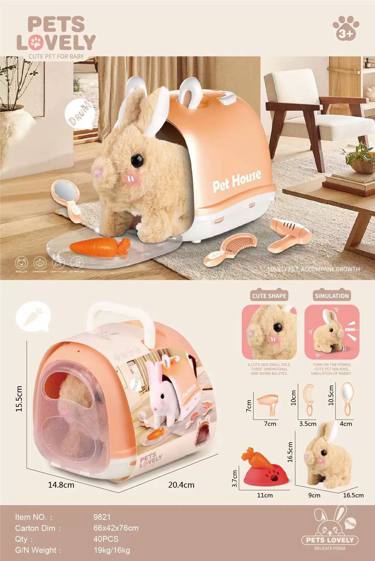 Electric realistic plush rabbit, videogame, gift box, toy
