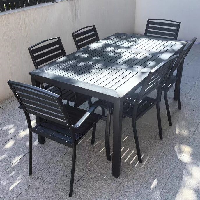 Plastic Wood Outdoor Tables and Chairs, Courtyard Anti-Corrosion Wood Outdoor Leisure Dining Table, Garden Open-Air Balcony Cafe Folding Dining Chairs Plastic Wood Outdoor Tables and Chairs, Courtyard Anti-Corrosion Wood Outdoor Leisure Dining Table, Garden Open-Air Balcony Cafe Folding Dining Chairs