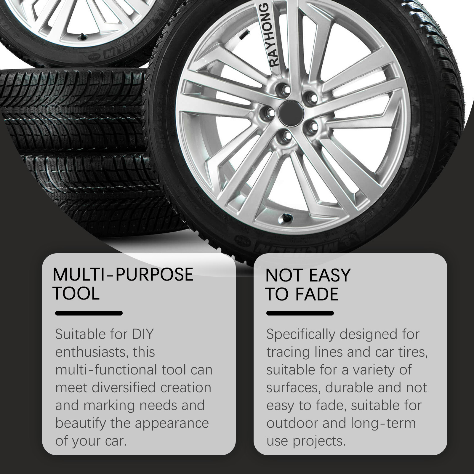 Sort bildækmalingspen flerfarvet ikke-falmende maling kreativ olieret dækmarkørpen_voghion.com