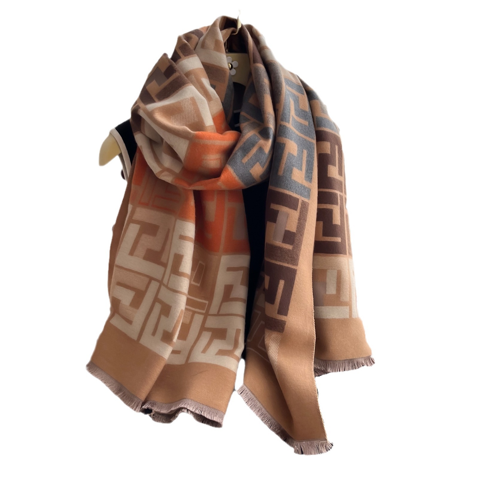 Otoño y invierno coreano empalme letras de doble uso capa de mujer alargada bufandas calientes de cachemir cortas para el cuello