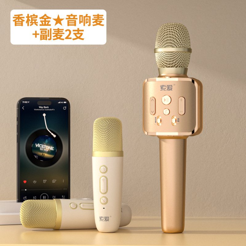 SOAIY索爱MC9S话筒音响一体麦克风无线蓝牙k歌儿童唱歌小扩音器|undefined