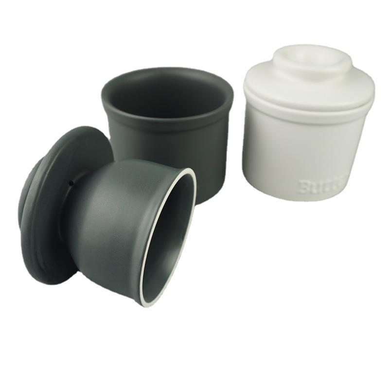 Estrictamente seleccionado en blanco y negro de cerámica amarillo tanque de aceite plato de queso con tapa cocina queso tanque de almacenamiento caja de mantequilla traje
