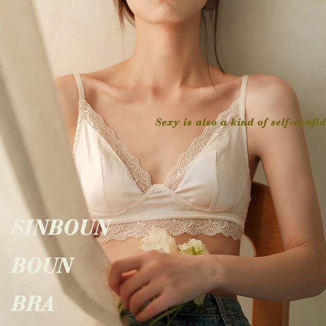French lace satin thin underwear women's small chest gathered without steel ring inner beauty back bra manufacturers Shantou same