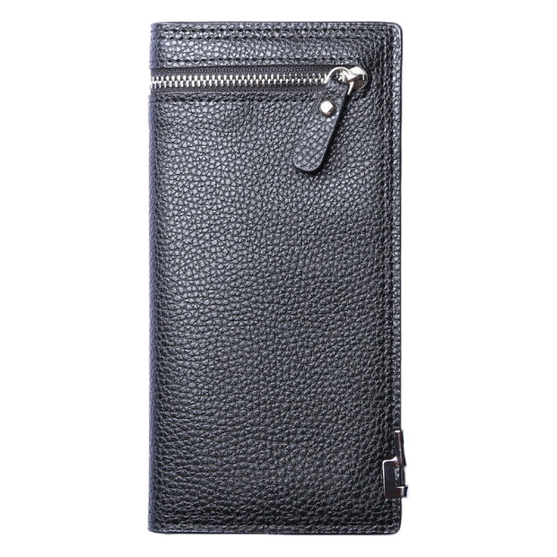 Business-Style Minimalist Anti-Theft Zipper Wallet for Young Men, Thin Anti-Magnetic Long Wallet Card Holder, Portable Gift