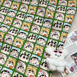 绿底小新 全棉印花八安帆布 包包外套宠物坐垫马甲手帐本DIY面料