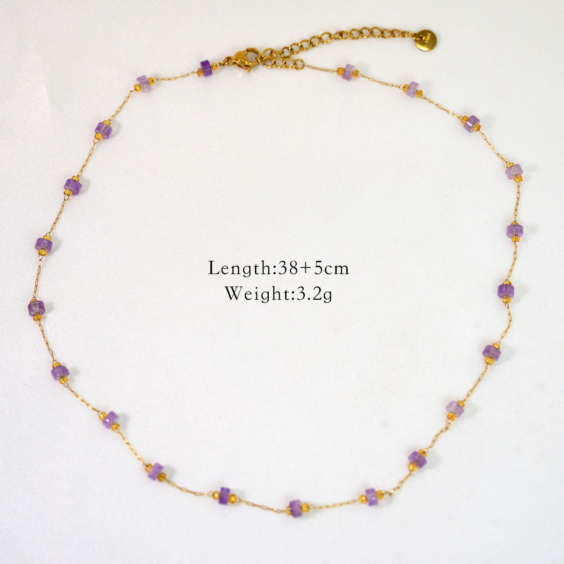 Casual, Holiday, Party, Street Occasion natural stone, Titanium Steel Material Elegant Lady Simple Style Geometric Natural Stone Titanium Steel Beaded Chain Cable Chain Necklace In Bulk