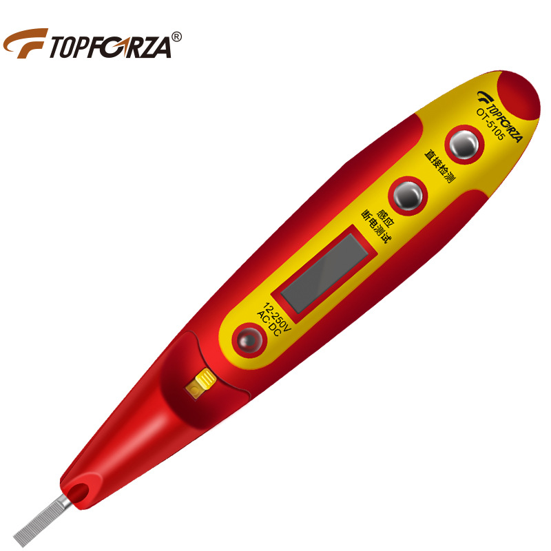 拓伏锐数显验电笔带照明感应电笔电工笔螺丝刀一字测电笔12-250V