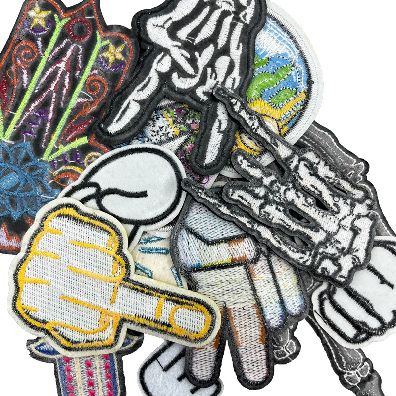 パームジェスチャーカラー刺繍布ステッカーメーカー既製品卸売コンピュータ刺繍衣類装飾パッチステッカー付属品|undefined