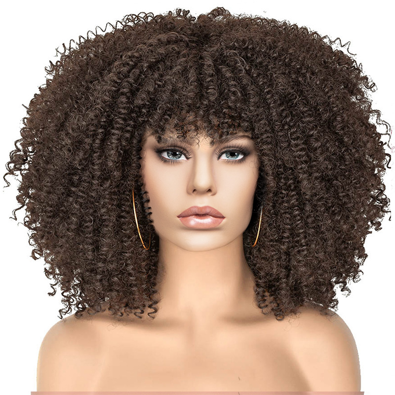 Women's African Style Casual High Temperature Wire Air Bangs Short Curly Hair Wigs display picture 2