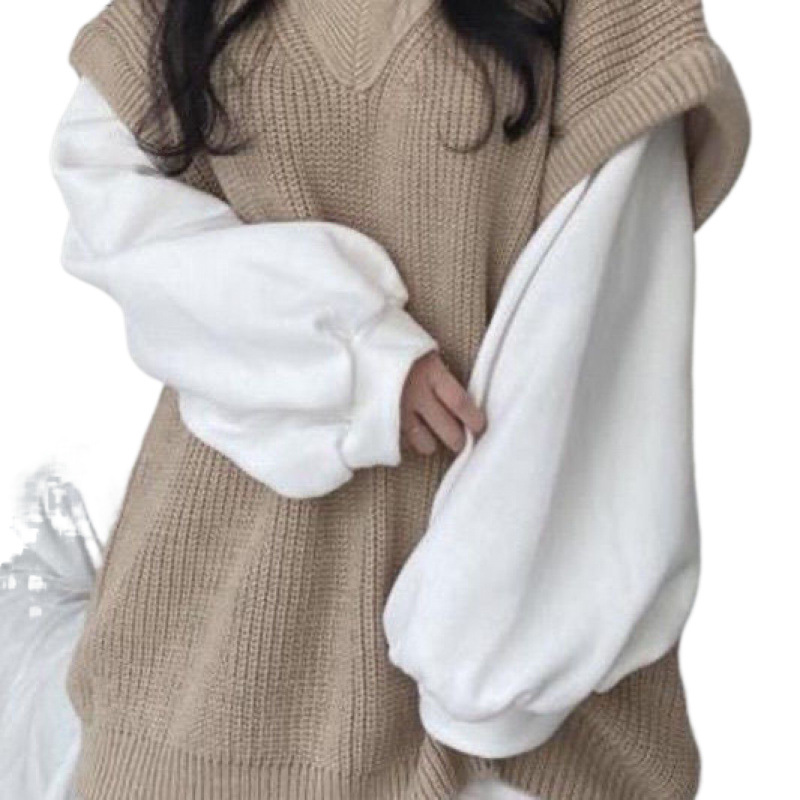 싱글 피스 | 세트 2024 가을과 겨울 긴 소매 스웨터 학술 스타일 칼라 니트 스웨터 조끼 여성 조류의 새로운 한국어 버전