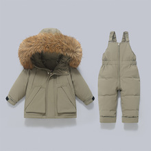 2025韩版儿童羽绒裤背带裤秋冬外穿连体宝宝衣服外贸童装批发