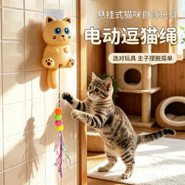 电动逗猫绳悬挂式猫咪解闷自嗨挂门自动升降荡秋千宠物玩具跨境