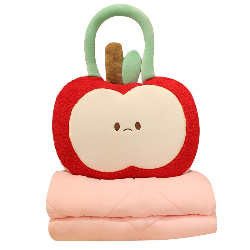 Pequeña manzana almohada portátil para niños, colcha trasera para coche, manta para dormir, artefacto de oficina de dopamina