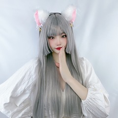 Wig female long hair natural round face air bangs jk princess cut long straight hair Japanese lolita Ji hair wig set