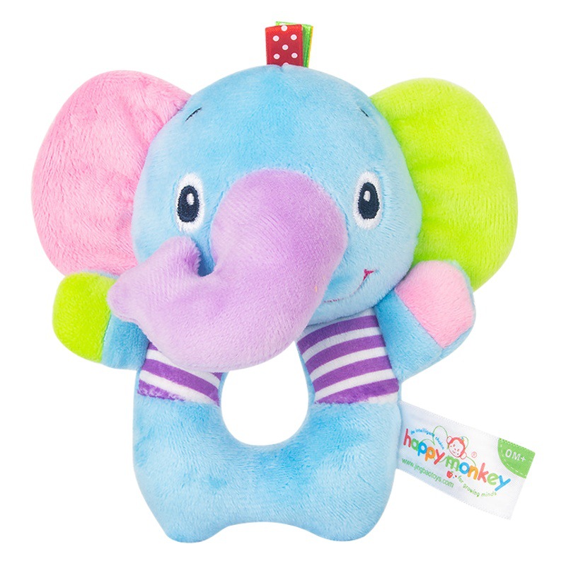 Juguete de Peluche con Sonajero en Forma de O, Estilo Animal, para Bebés, Sonajero Redondo de Mano, Entrenamiento Sensorial para Bebés y Niños Pequeños, Marca HappyMonkey