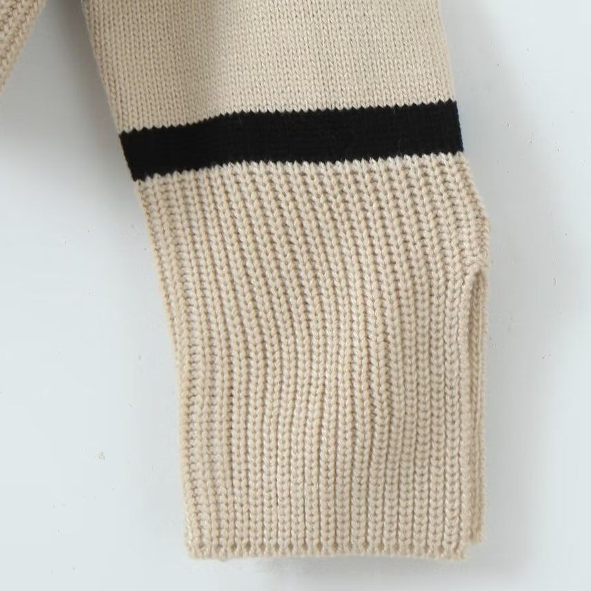 Women's clothing Large lapel loose striped sweater for women autumn and winter new scissor collar pullover sweater 9VS9137_voghion.com