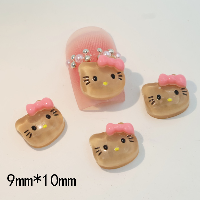 Yh116-6 transparent black leather light pink head knot cat head