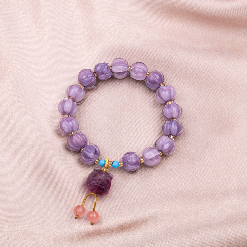 El año del dragón nueve templos de fuego púrpura con la misma pulsera de loto púrpura crepúsculo despierta león brazalete jugar joyerías al por mayor león campana