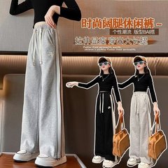 女童裤子春秋款2025新款儿童运动裤初中生女孩大童秋装直筒阔腿裤