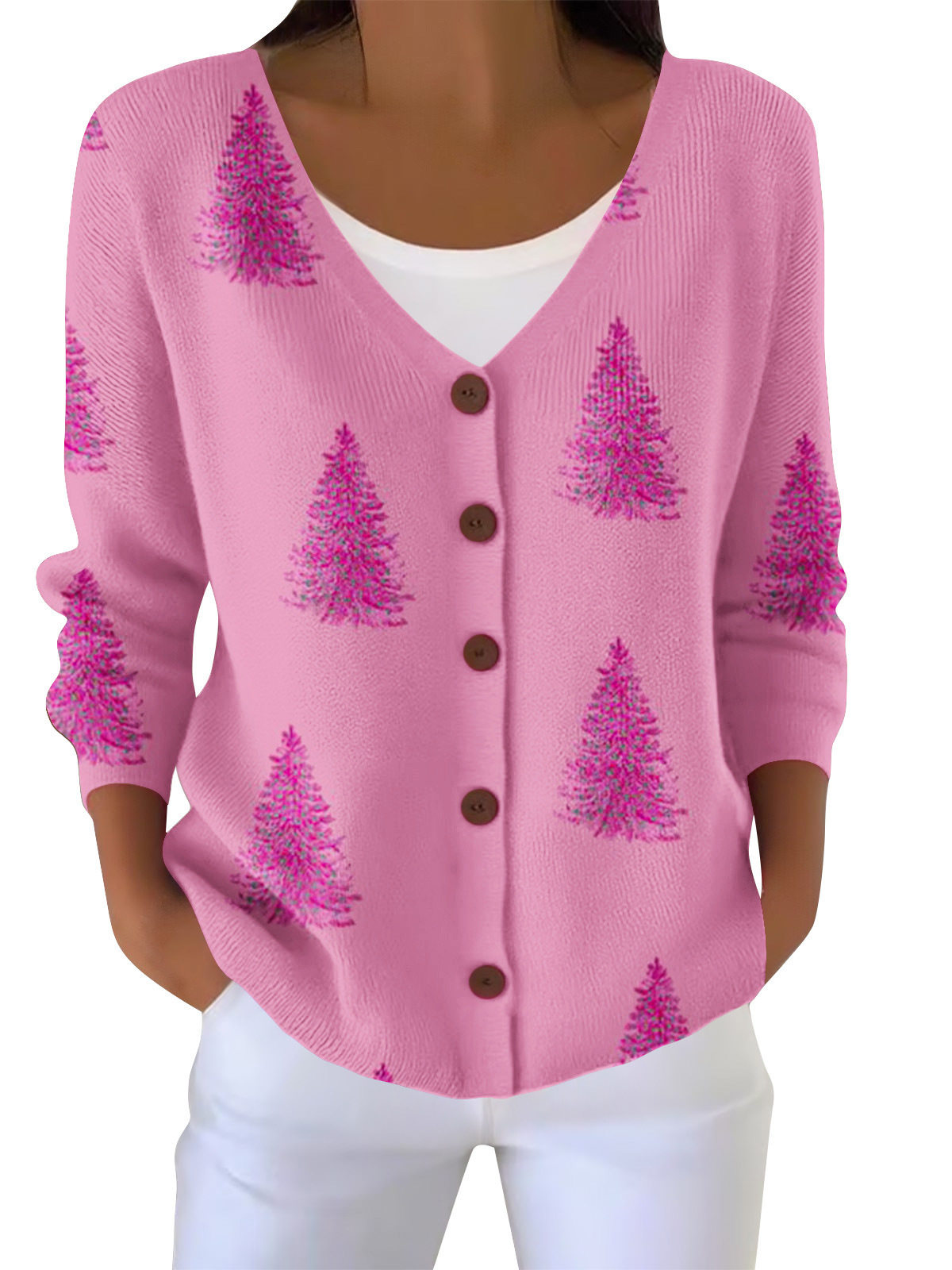 Ynn-Vk5-V-Neck Cardigan 5 Button Sweater 3D Printing