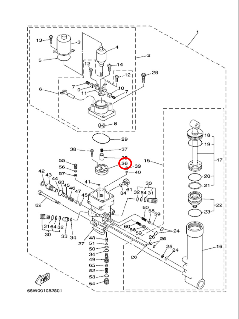 36)翟墨DEMONS舷外机船外挂橡皮艇冲锋舟齿轮泵总成65W-43830-00