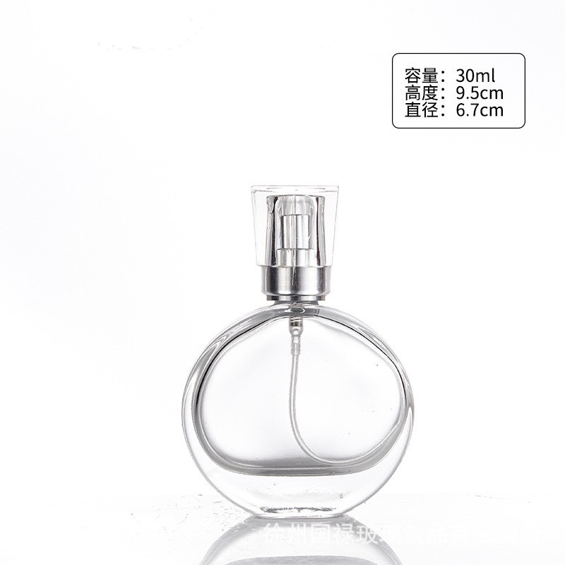 Perfume de cristal transparente al por mayor sub-botella 50ml botella de perfume de gama alta portátil mini botella de spray de niebla fina botella vacía